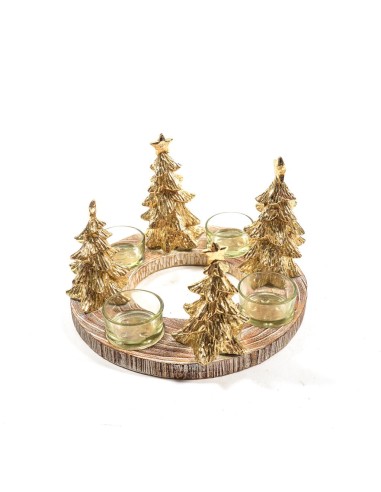 CANDELIERI: vendita online Portacandele in Resina 4 Fuochi Oro 21x13cm di Natale - La Magia di Natale a casa tua in offerta