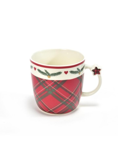 TAZZA CERAMICA TARTAN ROSSA 350ML su Shop in Casa