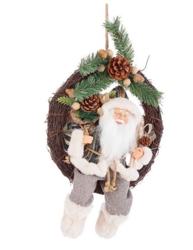 DIETROPORTA: vendita online Corona di Babbo Natale Charles D30 cm, Decorazione Natalizia per Portare la Magia di Natale nella...