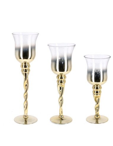 CANDELIERI: vendita online Set di 3 Portacandele Artha Calice Oro, Elegante Decorazione Natalizia per Aggiungere la Magia di ...