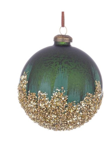 SFERE E PENDAGLI: vendita online Sfera di Natale Cherish 8cm Verde-Nero in Vetro, La Magia di Natale per Decorazioni Eleganti...