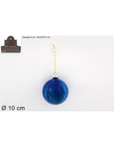 SFERA 969669 VETRO 10CM MARMORIZZATA BLU