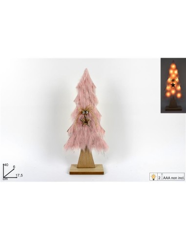 ALBERO 057156 LEGNO C/PELLICCIA 40CM C/LUCI ROSA(420)