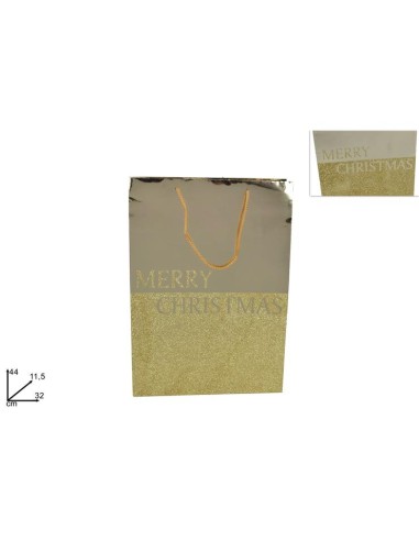 BUSTA REGALO 04315 ORO MERRY CHRISTMAS 44X32X11CM (0060)