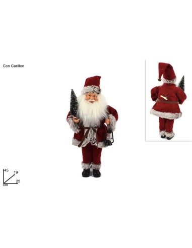 BABBO NATALE CARILLON 45CM CON LANTERNA E ALBERO