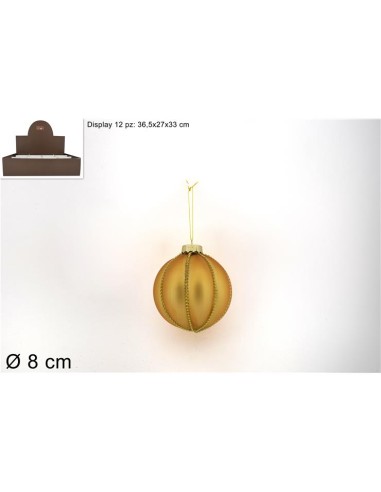 SFERA VETRO 8CM ORO OPACO C/FILO PERLINE ORO