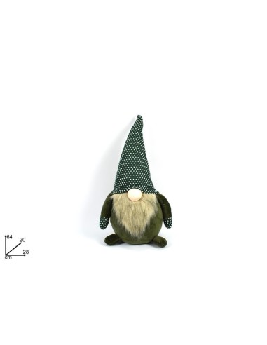 GNOMO DI NATALE 64CM VELLUTO CAPPELLO VERDE