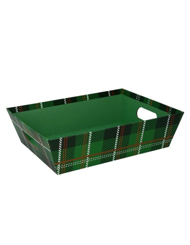 CESTA 938167 CARTONE VERDE SCOZZESE 29X23X8CM su Shop in Casa