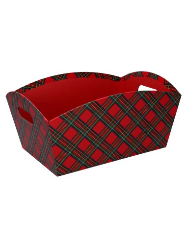 CESTA 938187 CARTONE ROSSO SCOZZESE 27X14X15CM su Shop in Casa