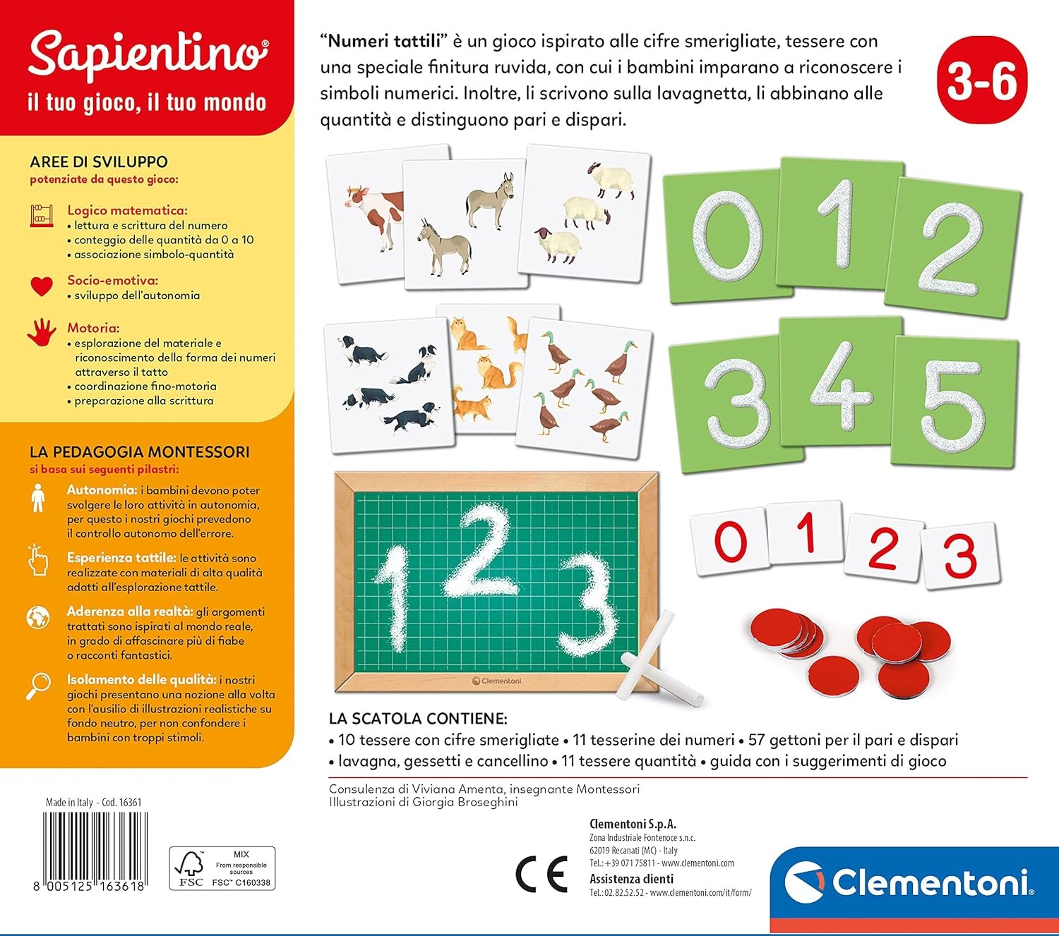 Clementoni Giochi Montessori Giocattolo Educativo Per Bambini da 3 + Anni -  16361