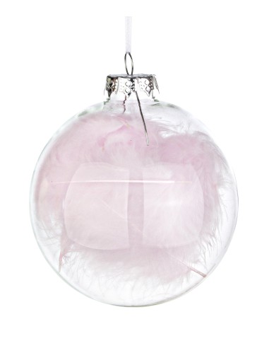 SFERE E PENDAGLI: vendita online Sfera Vetri Plumage Rosa di Natale 10cm - La Magia di Natale a casa tua in offerta