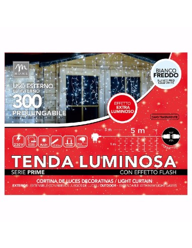 LUCI DI NATALE: vendita online Tenda 300 LED Colore Bianco con Flash Prolungabile 5xH.1m - La Magia di Natale a casa tua! in ...