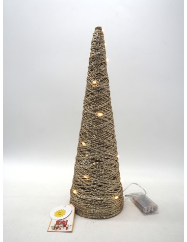 ALBERO CONO DORATO 40CM C/LUCI LED