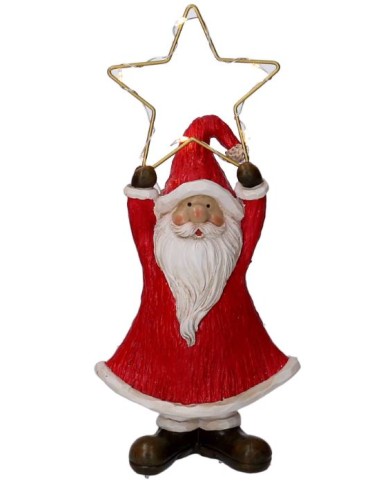 BABBO NATALE RESINA CON STELLA LED H21CM su Shop in Casa