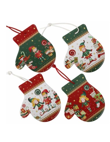 OGGETTISTICA NATALE: vendita online Set 4 Decorazioni Guanto Elfomagia di Natale, 12x11 cm, La Magia di Natale in Ogni Dettag...