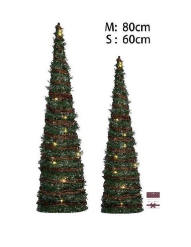 SET 2 ALBERI 34456 CONO VERDI 80/60CM CON LUCI su Shop in Casa