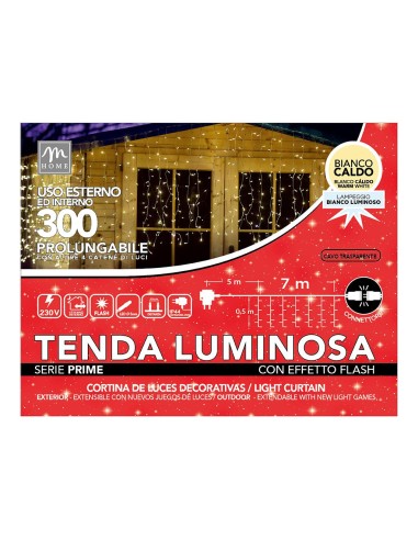 TENDA 300 LED COLORE BIANCO CALDO CON FLASH BIANCO DA ESTERNO su Sh...