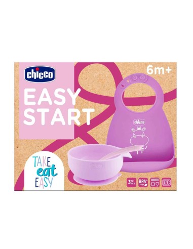 Chicco Set Pappa Silicone F Antiscivolo Rosa | Shopincasa.it