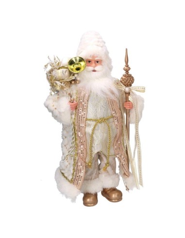 BABBO NATALE H45CM TESSUTO ORO/BIANCO CON PACCHI REGALO su Shop in ...