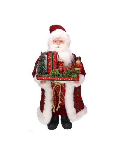 BABBO NATALE H45CM TESSUTO ROSSO CON PACCHI REGALO su Shop in Casa