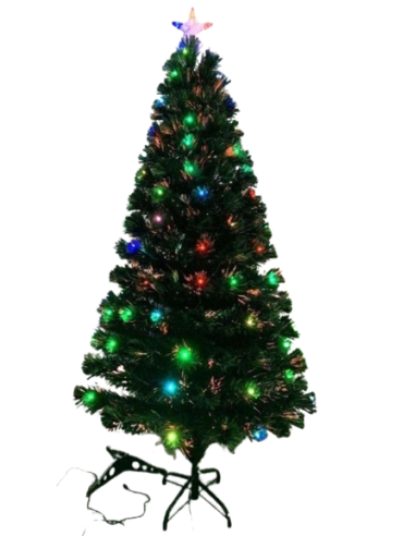 ALBERI DI NATALE: vendita online Albero di Natale con fibre ottiche altezza 120cm con 60 luci multicolor supporto in metallo ...