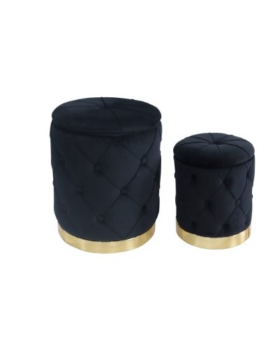 POUF 100358 2 MIS JEREMY VELLUTO NERO BASE METALLO su Shop in Casa