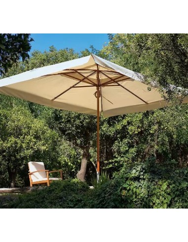 GAZEBO E OMBRELLONI: vendita online Ombrellone Oasis 3x3 m, palo centrale in legno, telo écru idrorepellente 250g/m², trattam...