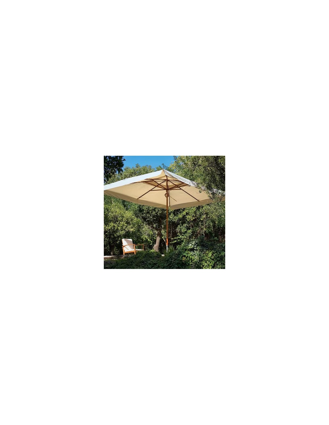 GAZEBO E OMBRELLONI: vendita online Ombrellone Oasis 3x3 m, palo centrale in legno, telo écru idrorepellente 250g/m², trattam...