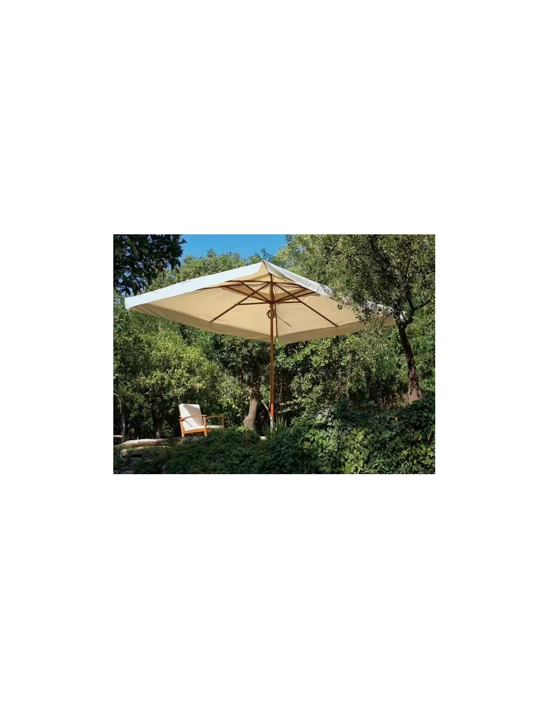 GAZEBO E OMBRELLONI: vendita online Ombrellone Oasis 3x4 m, palo centrale in legno, telo écru idrorepellente 250g/m², trattam...