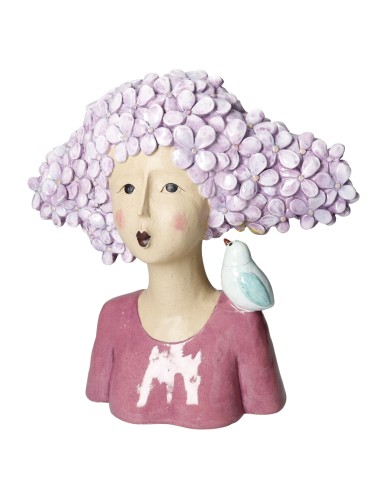 51128 DECORATION LADY CON UCCELLINO RESINA su Shop in Casa