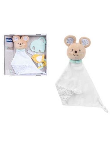 Chicco Set Regalo Nascita My Sweet DouDou - Copertina Topolino, Portaciuccio e Massaggiagengive