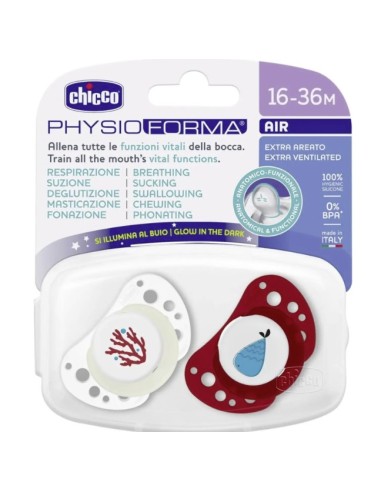 Chicco PhysioForma Succhietto Air Lumi 16-36 Mesi - 2 Pezzi Rosso | Shopincasa.it