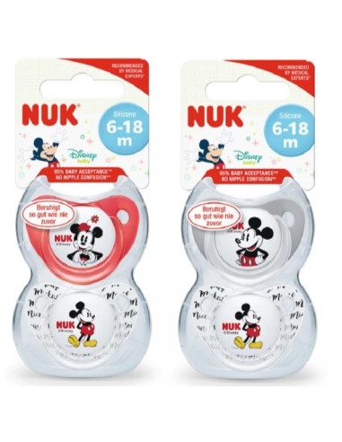 Succhietto Nuk TL Disney Mickey Silicone 2 Pz Grey - 6-18 mesi | Shopincasa.it