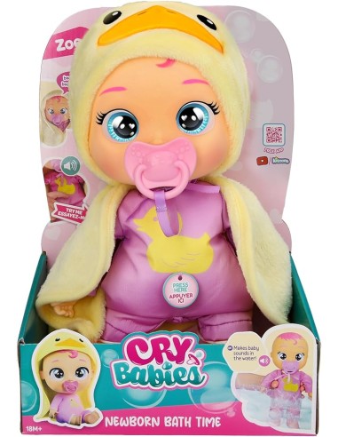 Cry Babies Newborn Bath Time Zoe, bambola che reagisce al bagno, gi...