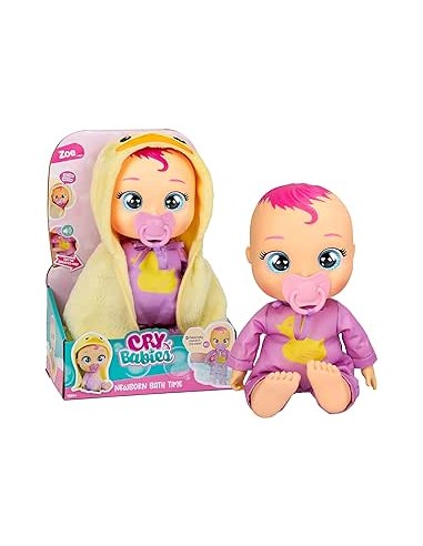 Cry Babies Newborn Bath Time Zoe, bambola che reagisce al bagno, gi...