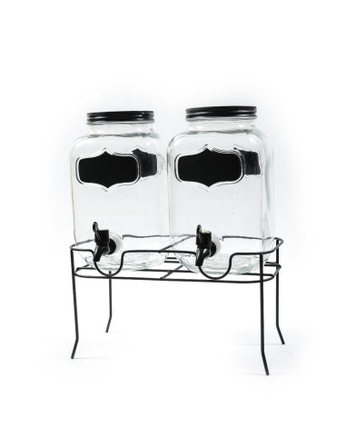 SET 2 DISPENSER 13839 VETRO 2X4LT CON SUPPORTO METALLO su Shop in Casa