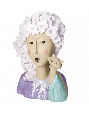 51129 DECORATION LADY CON GATTO RESINA su Shop in Casa