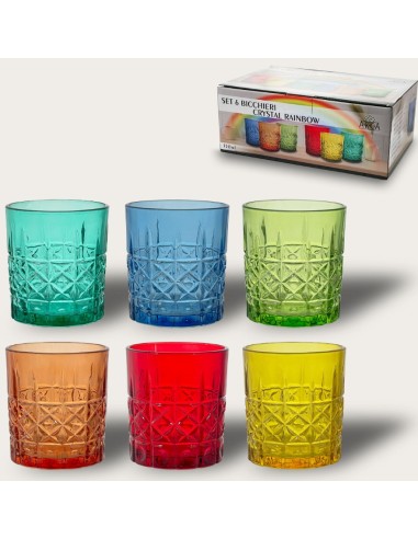 CONF 6 BICCHIERI 58422 CRYSTAL RAINBOW 350ML su Shop in Casa