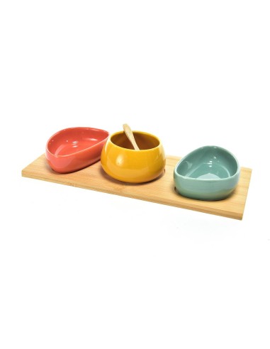 SET APERITIVO 5PZ 09572 CIOTOLE CERAMICA CON VASSOIO E CUCCHIAIO BA...