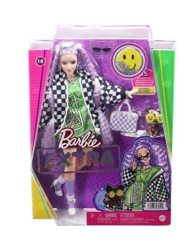 BARBIE EXTRA BAMBOLA CON BORSETTA A SCACCHI E ACCESSORI su Shop in ...