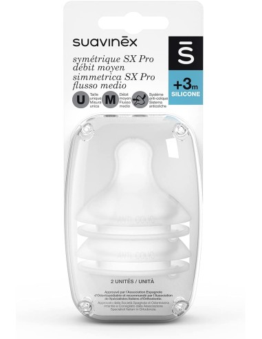 BIBERON - CIUCCETTI - TETTARELLE: vendita online Suavinex - Confezione di 2 Tettarelle Simmetriche in Silicone SX Pro, Flusso...