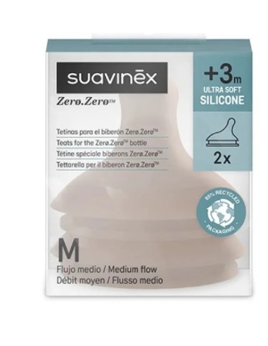 BIBERON - CIUCCETTI - TETTARELLE: vendita online Zero Zero Tettarella Flusso Medio M Deep Nude Suavinex 2 Pezzi in offerta