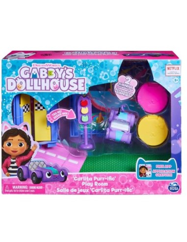 Gabby's Dollhouse, Stanza dei Giochi Purr-ific con la Macchinina Ca...