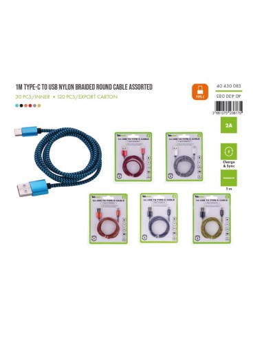 CAVO RICARICA/SYNC USB TIPO-C 1MT 2A