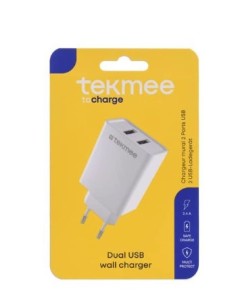 M - FOTO - ACCESSORI - BATTERIE: vendita online Tekmee Caricatore da muro a 2 porte USB di Tipo A 2.4A in offerta