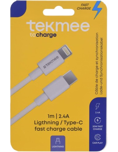 M - FOTO - ACCESSORI - BATTERIE: vendita online Tekmee Cavo USB 1 metro da Type C a Lightning per iPhone, Ricarica rapida da ...