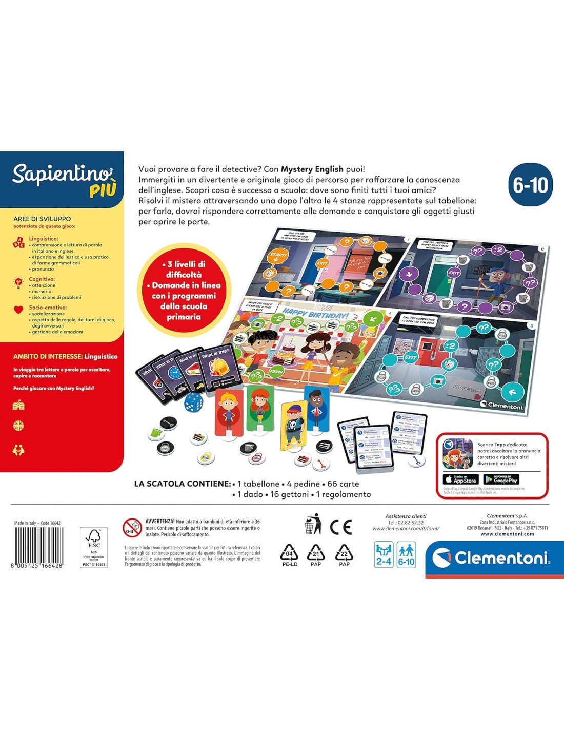 SAPIENTINO CLEMENTONI MISTERY ENGLISH GIOCO EDUCATIVO PER BAMBINI s...