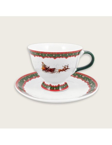 TAZZA THE 56249 CON PIATTINO DECORO ALBERO NATALIZIO