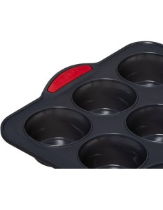 Stampo per Muffin in Silicone "Silitop", 12 Pezzi, Nero Rosso, Anti...