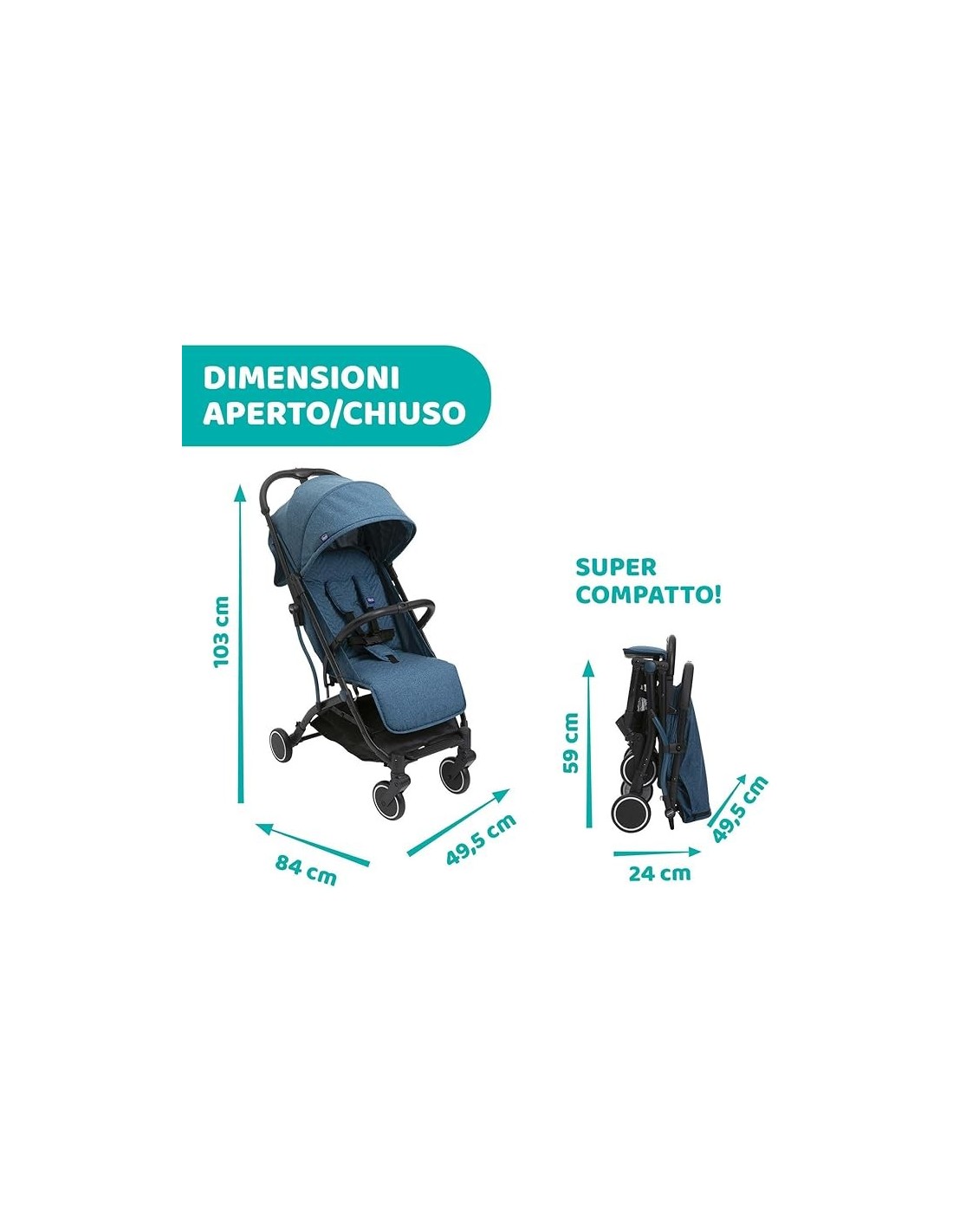 Passeggino Chicco Trolley Me – Leggero e Reclinabile, con Parapiogg...